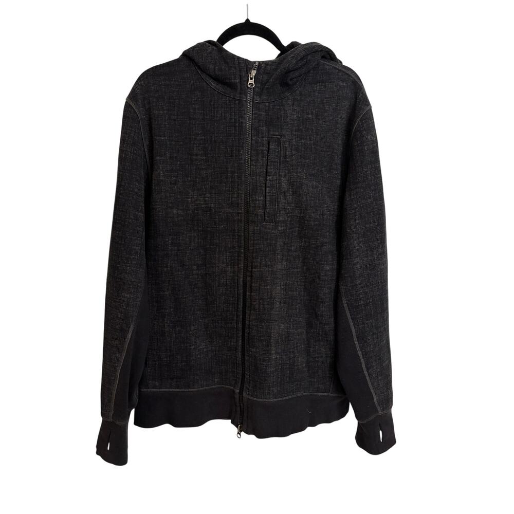 Lululemon Hoodie Mens XL Black Gray Scuba Full Zip Heavyweight Thumbholes